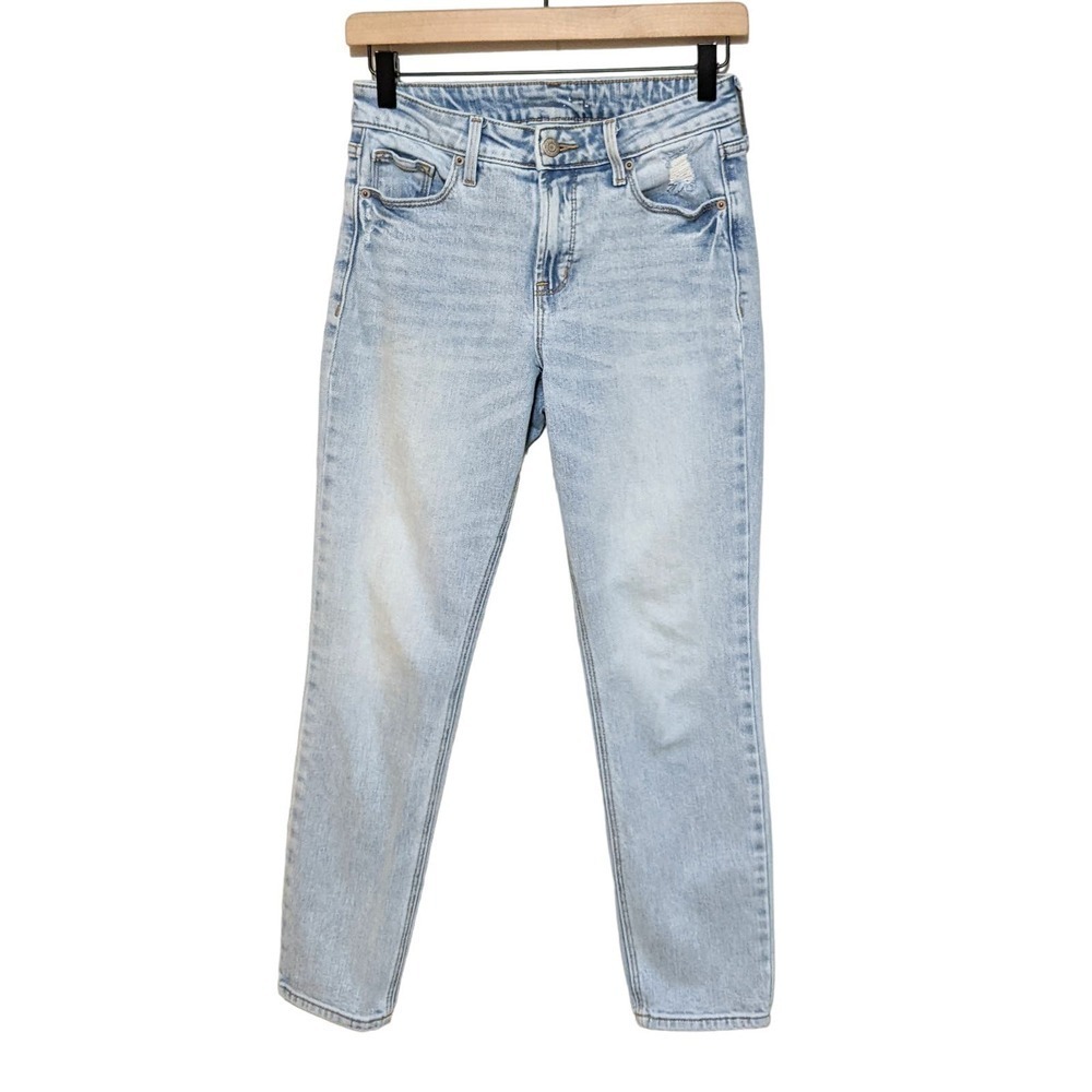 Old Navy Womens High Rise Straight Leg Jeans Size 2 Light Wash Blue Distressed